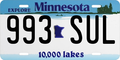 MN license plate 993SUL