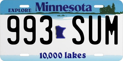 MN license plate 993SUM