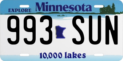 MN license plate 993SUN