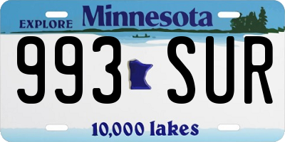 MN license plate 993SUR