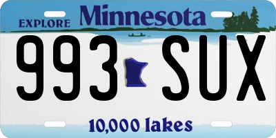 MN license plate 993SUX