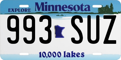 MN license plate 993SUZ