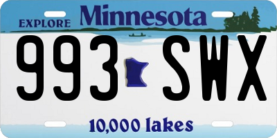 MN license plate 993SWX