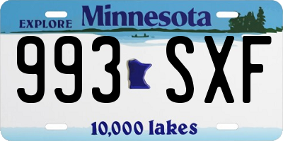 MN license plate 993SXF