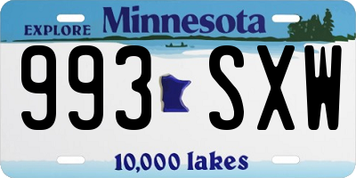 MN license plate 993SXW