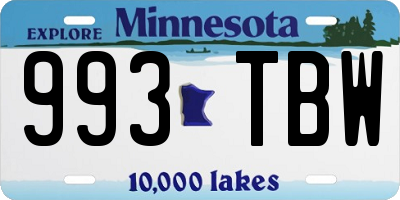 MN license plate 993TBW