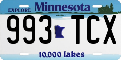 MN license plate 993TCX