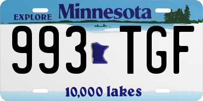 MN license plate 993TGF