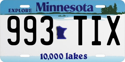 MN license plate 993TIX