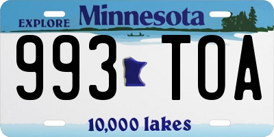 MN license plate 993TOA