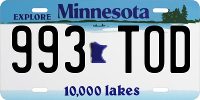 MN license plate 993TOD