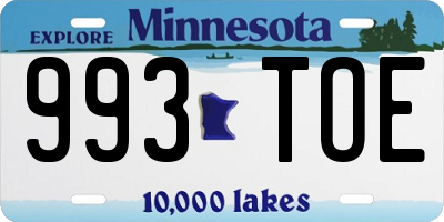 MN license plate 993TOE