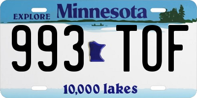 MN license plate 993TOF