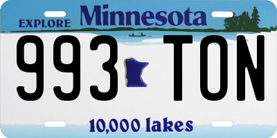 MN license plate 993TON