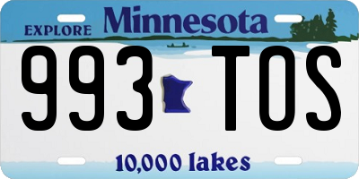 MN license plate 993TOS