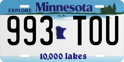 MN license plate 993TOU