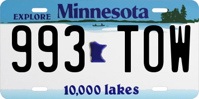 MN license plate 993TOW