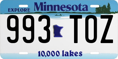 MN license plate 993TOZ