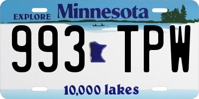 MN license plate 993TPW
