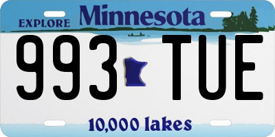 MN license plate 993TUE