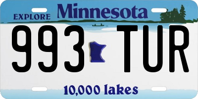 MN license plate 993TUR