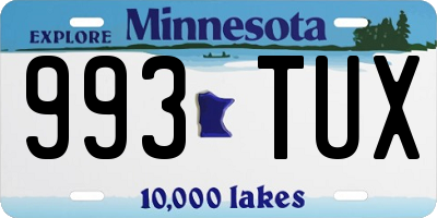 MN license plate 993TUX