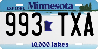 MN license plate 993TXA