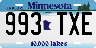 MN license plate 993TXE