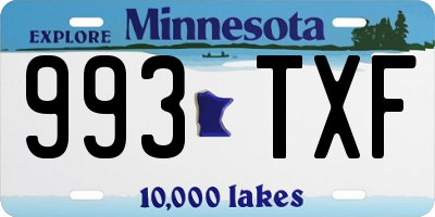 MN license plate 993TXF