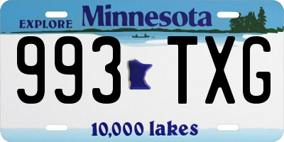 MN license plate 993TXG