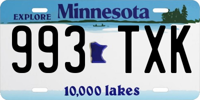 MN license plate 993TXK