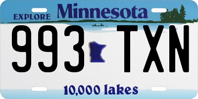 MN license plate 993TXN