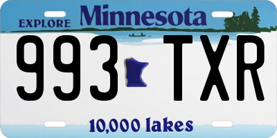 MN license plate 993TXR