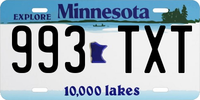 MN license plate 993TXT