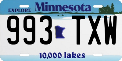 MN license plate 993TXW