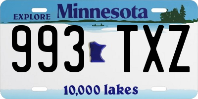 MN license plate 993TXZ
