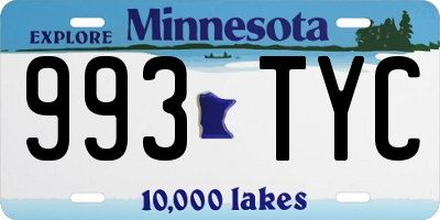 MN license plate 993TYC