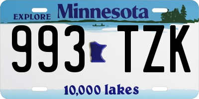 MN license plate 993TZK