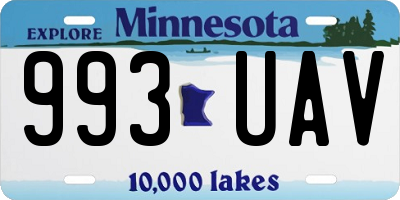 MN license plate 993UAV