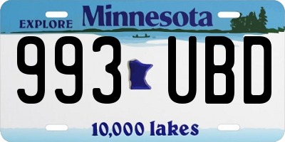 MN license plate 993UBD