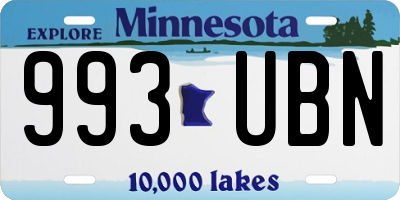 MN license plate 993UBN