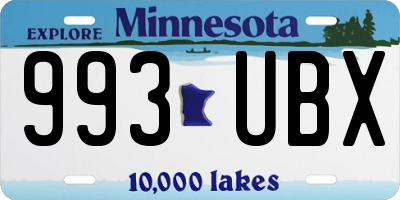 MN license plate 993UBX