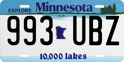 MN license plate 993UBZ