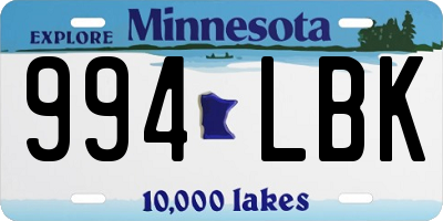 MN license plate 994LBK