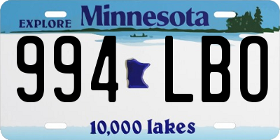 MN license plate 994LBO