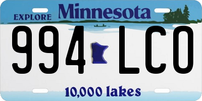 MN license plate 994LCO