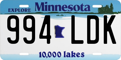 MN license plate 994LDK