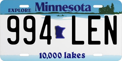 MN license plate 994LEN