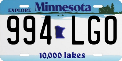 MN license plate 994LGO