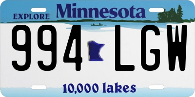 MN license plate 994LGW